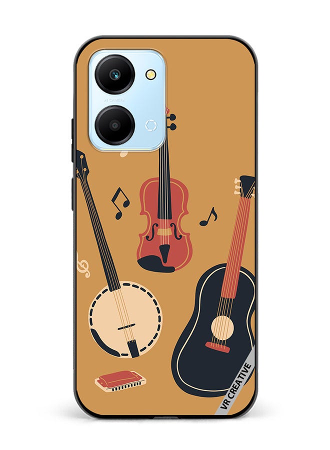 VR CREATIVE Protective Case Cover For Honor Play7T Banjo Acoustic Guitar Violin Notes And Harmonica Design Multicolour - Image 1