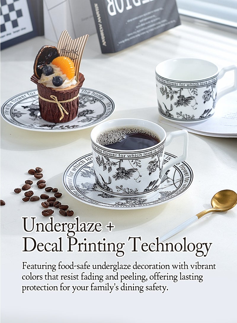 بيروي مجموعة فاخرة من أكواب القهوة السيراميك مع أطباق متطابقة - تصميم أنيق مستوحى من الطراز الكلاسيكي للمنازل والمكاتب والمقاهي والفنادق - Image 4