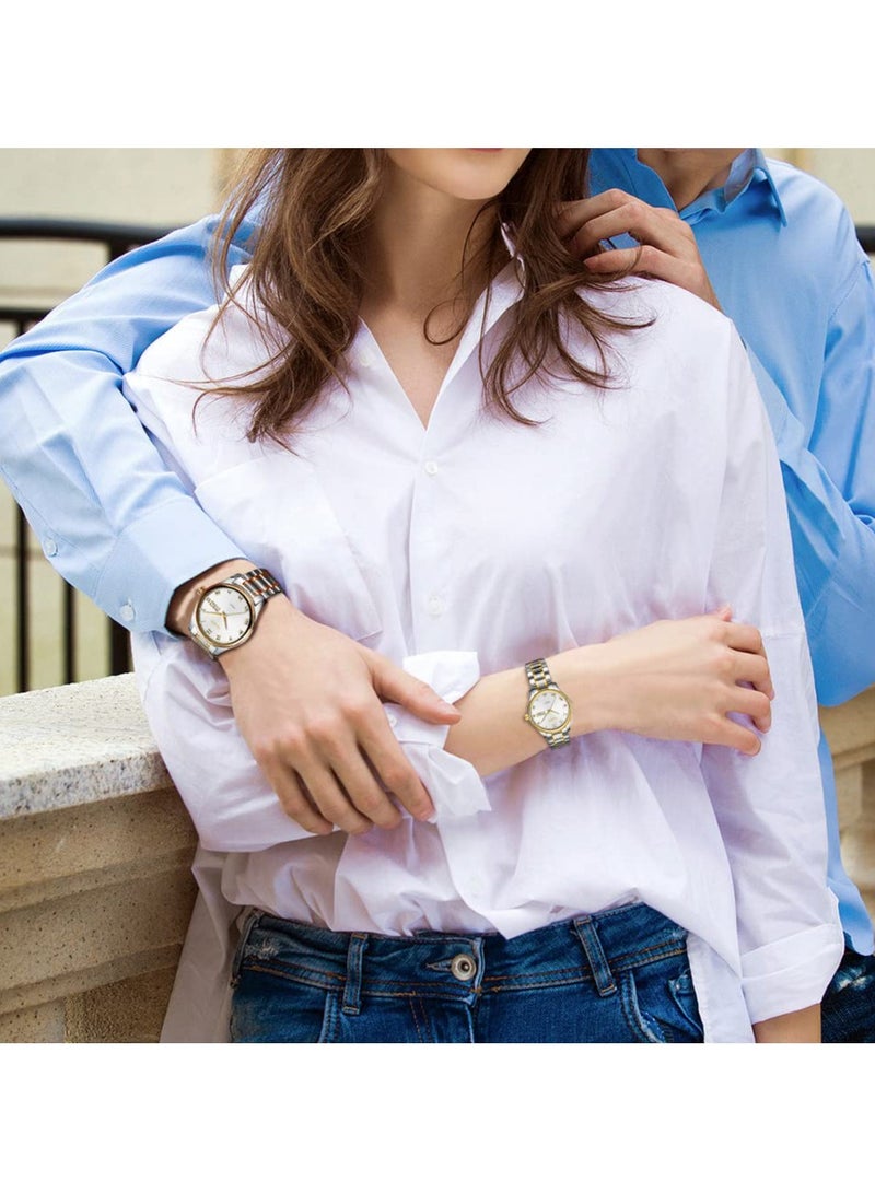 أوليفز ساعات  له ولها زوجين من رجال الأعمال والنساء زوجين مجموعة ساعات مطابقة رومانسية كوارتز الفولاذ المقاوم للصدأ مقاوم للماء التاريخ - Image 4