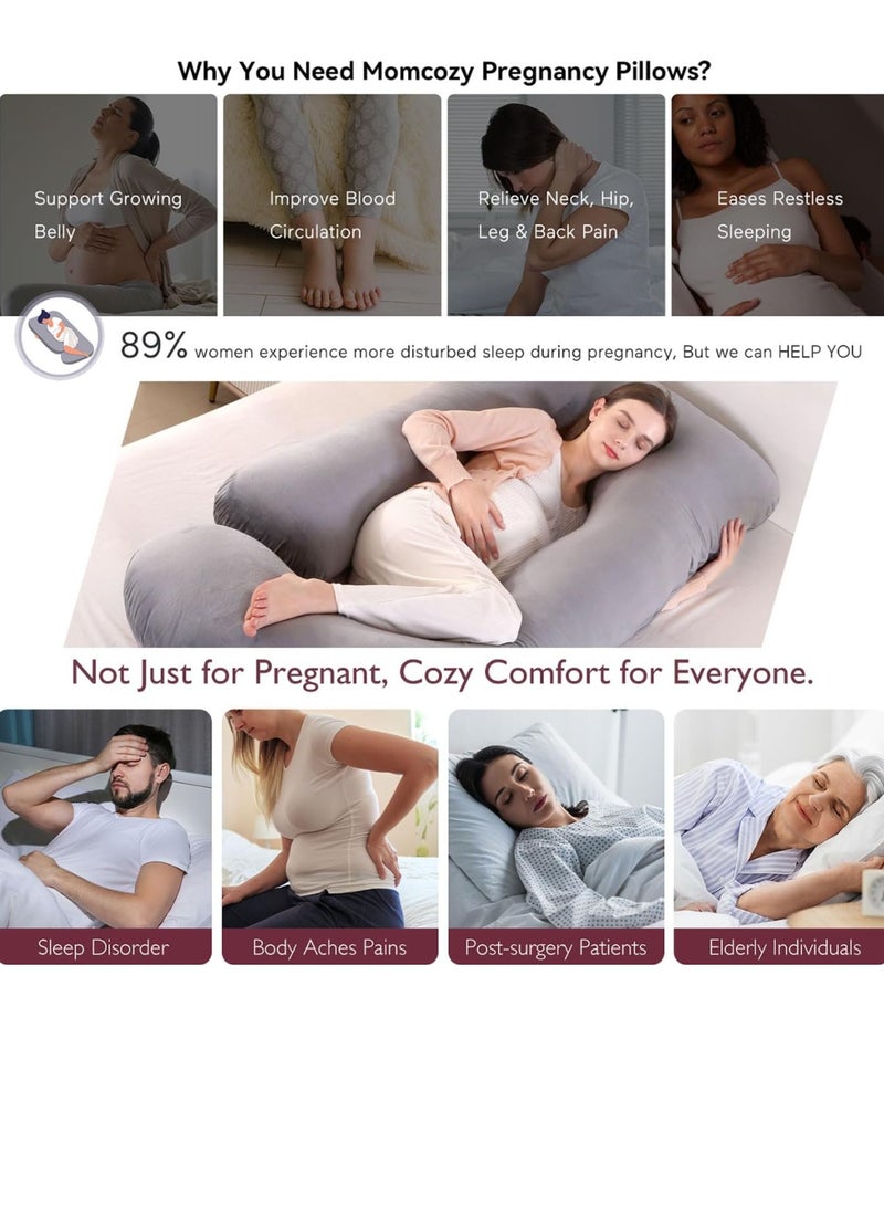 RION Pregnancy Pillows for Sleeping, U Shaped Full Body Maternity Pillow with Removable Cover, Support for Back, Legs, Belly for Pregnant Women, Pregnancy Pillow for Women, Grey - Image 5