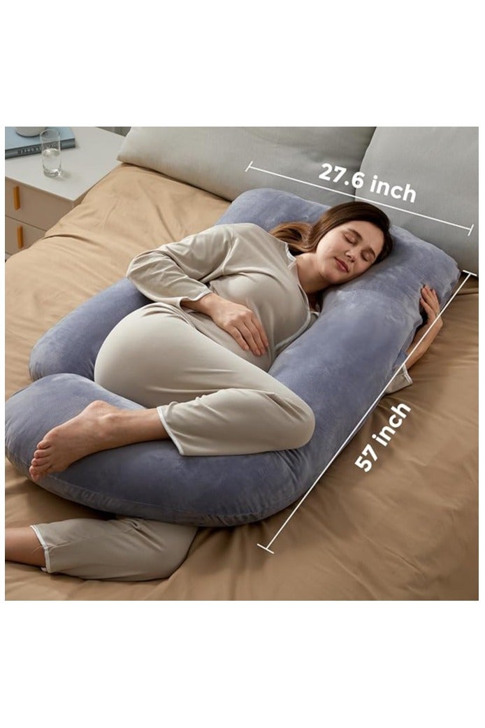 RION Pregnancy Pillows for Sleeping, U Shaped Full Body Maternity Pillow with Removable Cover, Support for Back, Legs, Belly for Pregnant Women, Pregnancy Pillow for Women, Grey - Image 2
