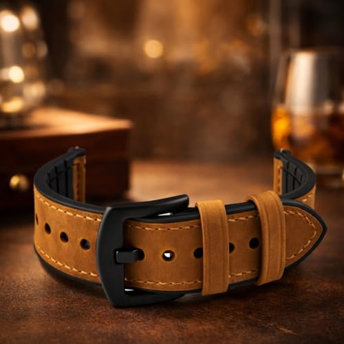 ADAMO 22MM Leather Silicone Straps Compatible With Samsang Galaxy Watch 3 45MM, Quick Release Watch Band For Fosil Gen 6/One-Plus (46MM)/ Colorfit All 22MM Wristwatch And Smartwatches P33BLI02, Tan - Image 4