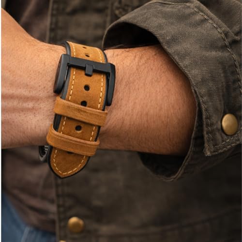 ADAMO 22MM Leather Silicone Straps Compatible With Samsang Galaxy Watch 3 45MM, Quick Release Watch Band For Fosil Gen 6/One-Plus (46MM)/ Colorfit All 22MM Wristwatch And Smartwatches P33BLI02, Tan - Image 5
