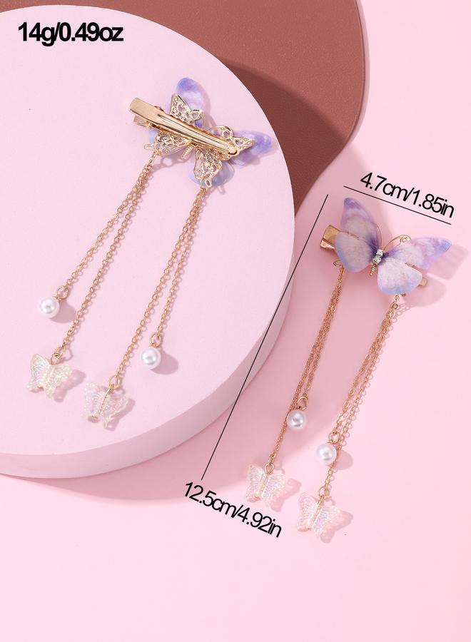 Take Two Set of 2 - Butterfly Chain Hair Clips - Image 4
