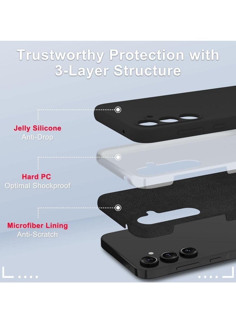 ELTRAZONE Samsung Galaxy S24 FE / Galaxy A55 5G Case – Slim Silicone Phone Cover with 1 Screen Protector, Soft Anti-Scratch Microfiber Lining, Full Body Shockproof Protection, Wireless Charging Compatible, Black - Image 3