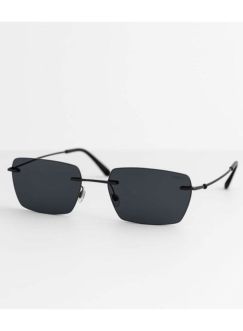 RETRO Ultra-Light Rimless Geometric Sunglasses for Women & Men | Black Tinted Lens | Metal Temple | Modern Fashion Eyewear - Image 2