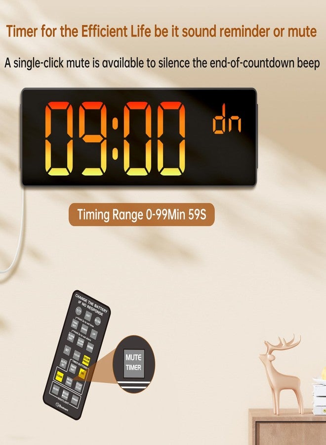 سو بيست ساعة حائط رقمية كبيرة من سوبست مقاس 14.2 بوصة مزودة بتقنية بلوتوث، ومزامنة تلقائية للوقت والتاريخ واليوم، وشاشة LED كبيرة، و12 لونًا، ومؤقت عد تنازلي، ومقياس حرارة، مناسبة للفصول الدراسية، وغرف المعيشة، والصالات الرياضية، والمنازل. - Image 5