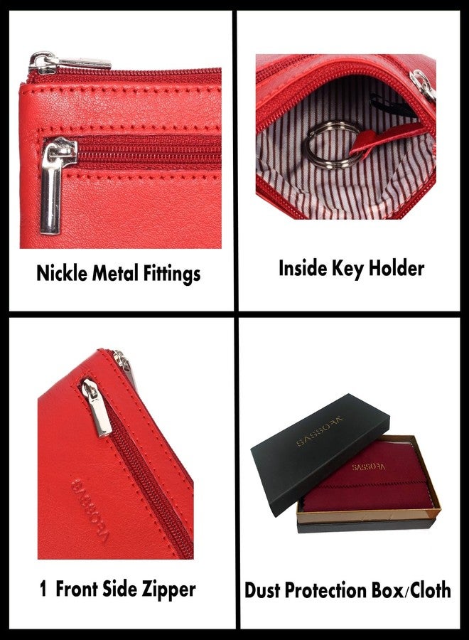 Sassora Premium Leather Unisex Key Pouch (Red) - Image 5