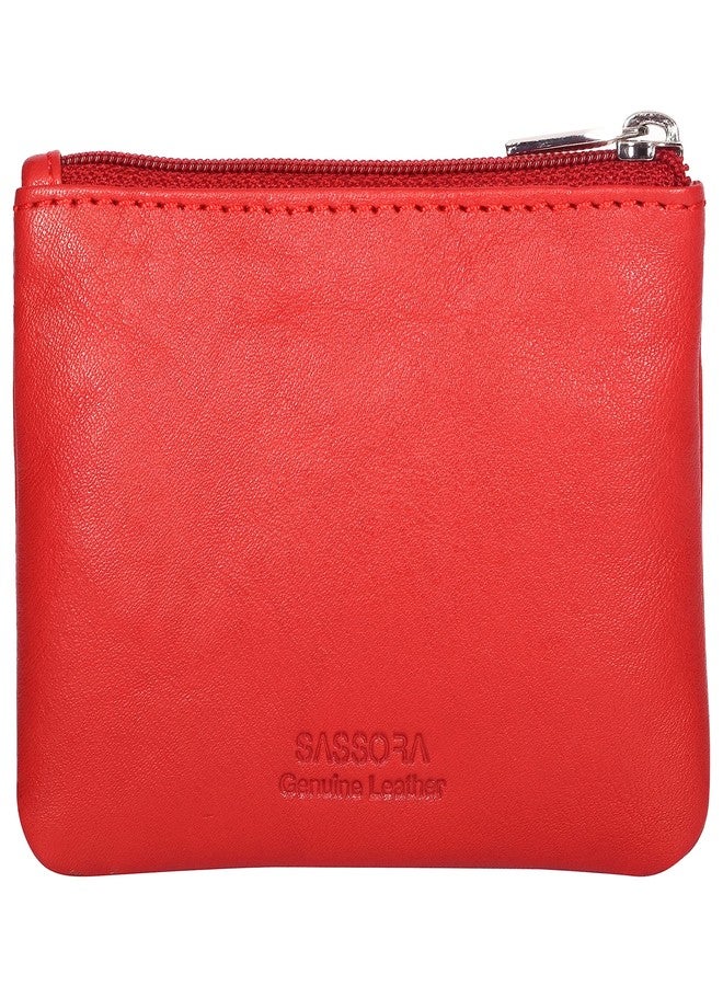 Sassora Premium Leather Unisex Key Pouch (Red) - Image 3