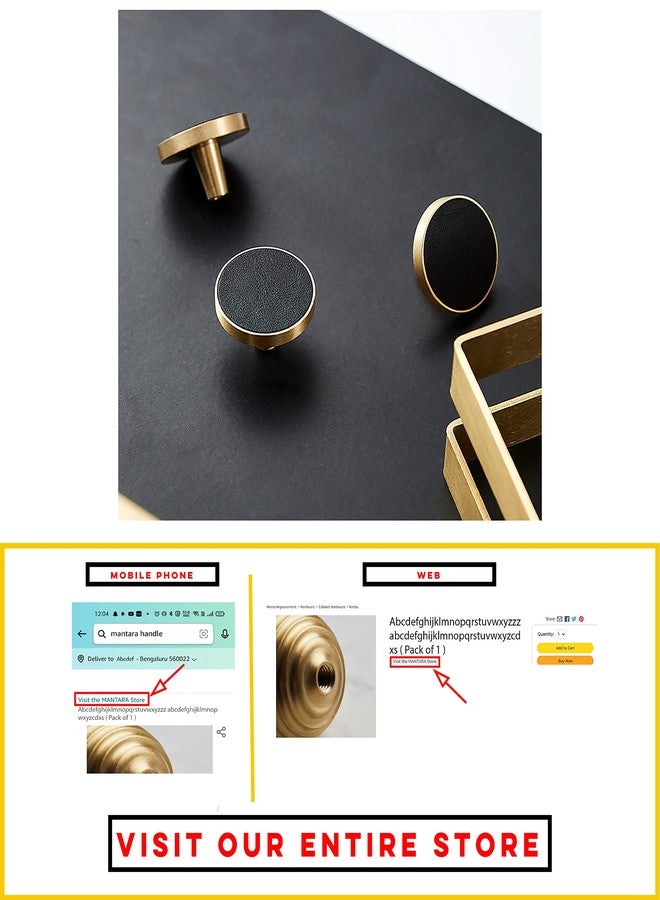 MANTARA L-0004-32 Furniture Round Knob Handle Satin Leather Cabinet Cupboard Pull Brass ( Pack of 1 ) (32*20mm) - Image 2