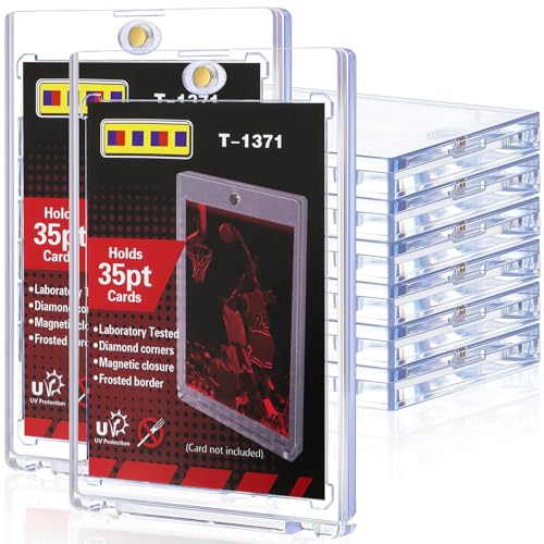 GoClimber 8ct Magnetic Card Holders for Trading Cards 35pt Hard Cards Sleeves Case One Touch Card Holder Fit for MTG Cards Sports Cards Baseball Cards Game Cards Toploaders Standard Cards Display - Image 1