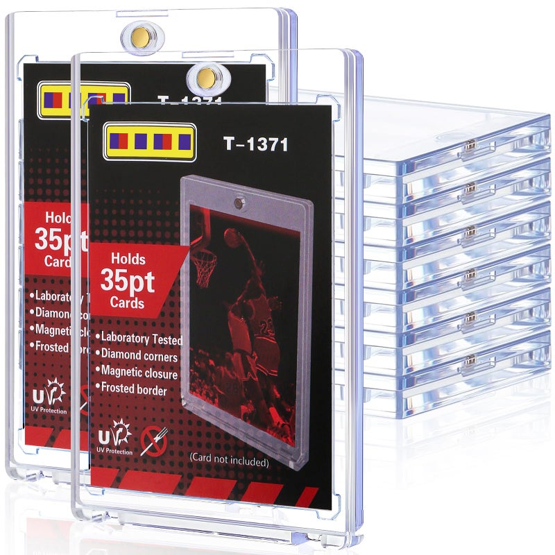 GoClimber 8ct Magnetic Card Holders for Trading Cards 35pt Hard Cards Sleeves Case One Touch Card Holder Fit for MTG Cards Sports Cards Baseball Cards Game Cards Toploaders Standard Cards Display - Image 2