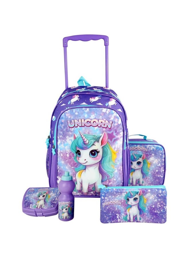 Unicorn Trolley Bag with Accessory Purple 40cm