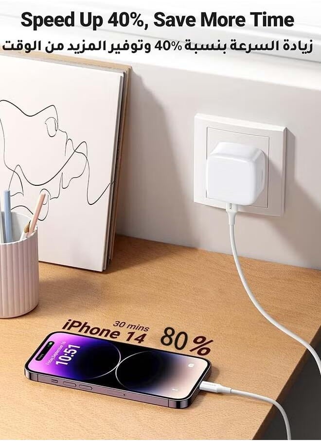 سوبر زي يوث - محول شحن سريع USB-C بقوة 35 واط، شاحن حائط مدمج مزدوج المنفذ لأجهزة آيفون 16/15/14/13/12/11/SE 2020/XR/XS Max/X، آيباد، سامسونج - الشحن السريع متوافق مع أجهزة آيفون والأجهزة ذات منفذ Type-C - Image 1