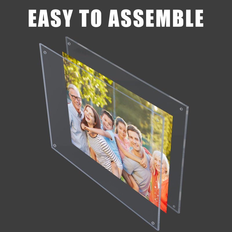 Kalami 8.5x11 Acrylic Wall Mount Picture Frame Self Adhesive, No Drill Floating Frameless Clear Photo Frame for Artwork Diploma Certificate or A4 Letter Size Document Display-Full Frame is 10x13 - Image 4