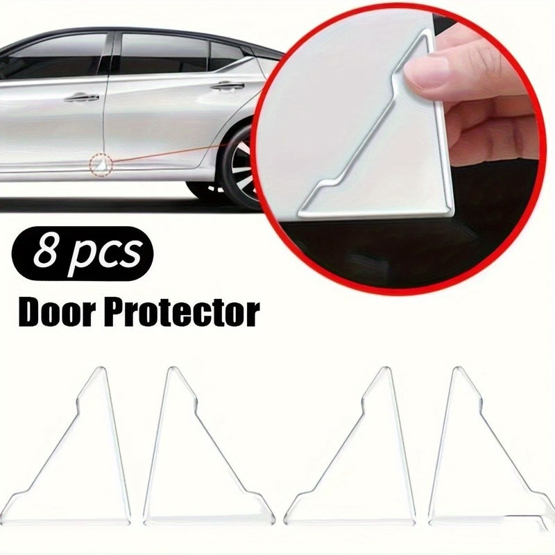 Universal Silicone Car Door Corner Protector Set 8pcs Transparent Anti Collision Scratch Bumper Strip For Vehicle Front Door Edge Protection Suitable For Various Models - Image 1