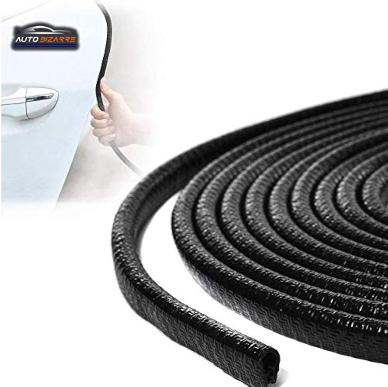 AutoBizarre Black Anti-Scratch Anti-Collision Heavy Duty Edge Guard Door Protection U Shape Edge Trim Rubber Seal Protector Rubber Clips Fit for All Cars - 5 Meters - Image 1