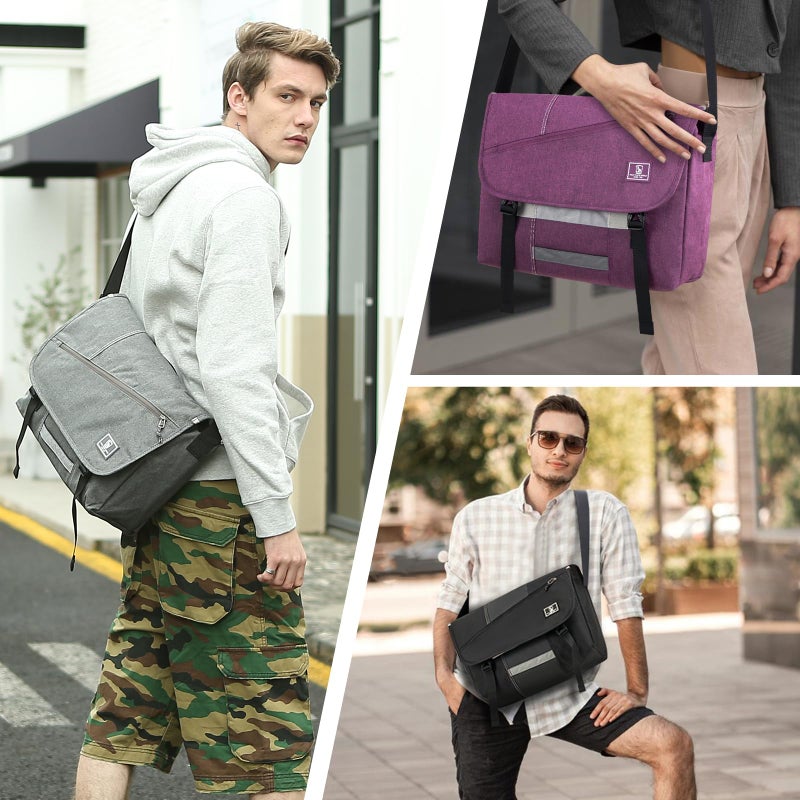 OIWAS OIWAS 15.6 Inch Messenger Bag for Men Crossbody Laptop Satchel Bag Men Shoulder Bags Briefcase Computer Bag Large Work Travel College Black  - Image 2