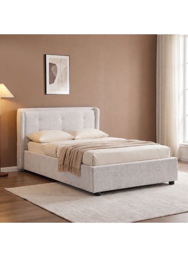 DANUBE HOME Maxillux Tuft 120X200 Upholstered Kids Bed With Hydraulic Storage + USB | Modern Design Single Bed Frame Furniture | Comfortable Bed (Mattress Not Included) L225xW147xH100cm - Grey - Image 1