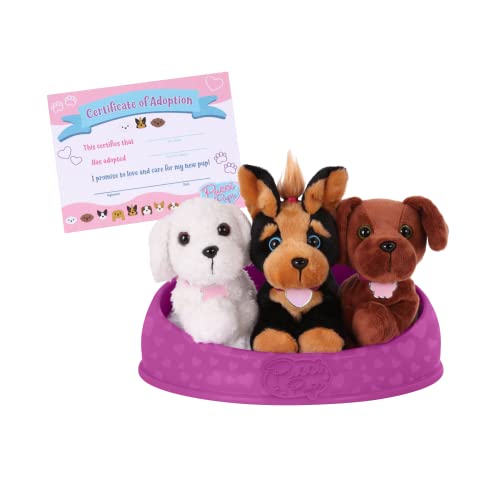 Pucci Pups  AdoptaPup  Pug Maltese Schnauzer  Plush Toy Dogs with Dog Bed  Plush Dog for Kids 2 Years - Image 1