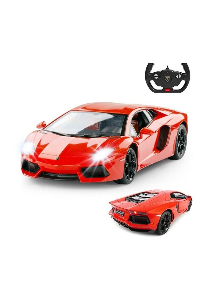 راستار سيارة لامبورغيني لعبة RASTAR RC، سيارة لامبورغيني أفينتادور LP700-4 للتحكم عن بعد بمقياس 1:14، أضواء عمل - برتقالية  - Image 1