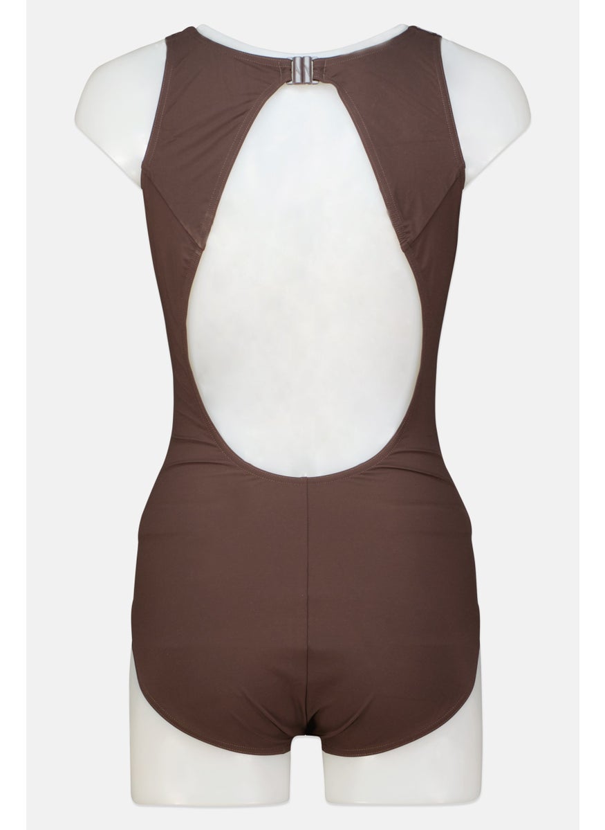 speedo Women One Piece Graphic Print Swimsuit, Brown  - Image 2