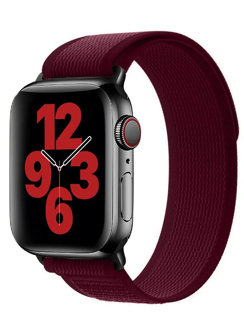 Nylon Sport Loop Band Compatible for Apple Watch 42mm (Series 10) 38mm 40mm 41mm Maroon - Image 2