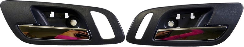 PT Auto Warehouse GM-2546MA-FP2 Inner Door Handle Pair - Black Housing with Chrome Lever