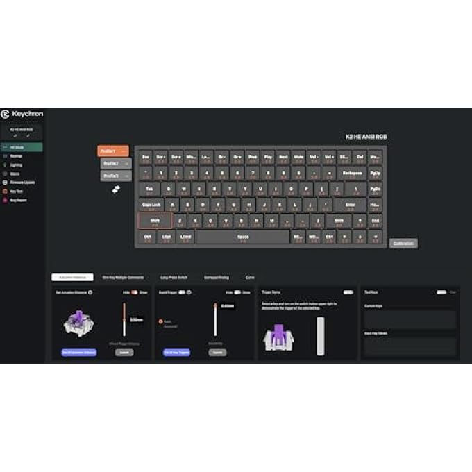 rayihni لوحة مفاتيح ميكانيكية لاسلكية K2 HE، تصميم 75% 2.4GHz/بلوتوث/سلكي، مفاتيح مغناطيسية Gateron، قابلة للبرمجة QMK لنظامي ماك وويندوز، إطار خشبي - أسود (تخطيط أمريكي) - Image 2