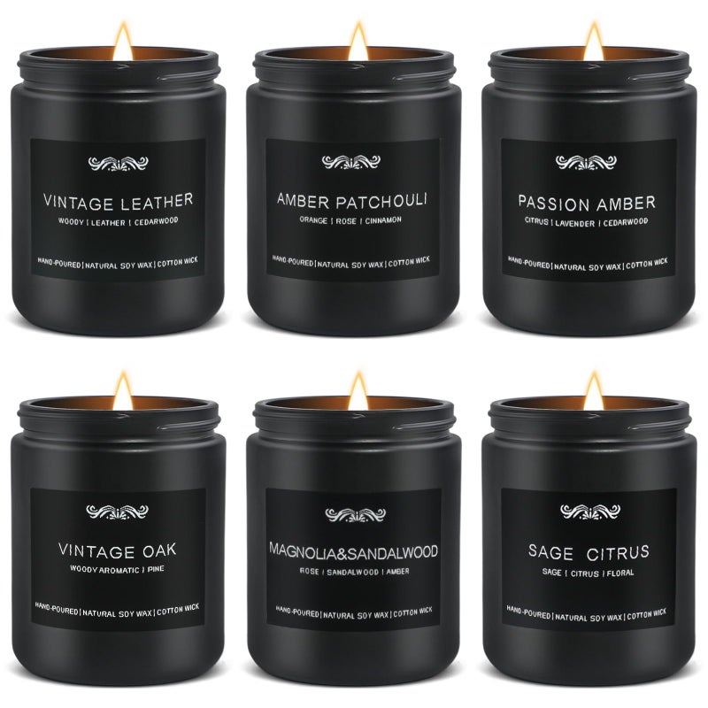 JXDLSQ 6 Pack Candles for Home Scented Aromatherapy Candles Gifts Set for Mens, Men Candle Set, 42 oz 300 Hour Long Lasting Candles, Gifts for Men, Birthday, Anniversary Present - Image 1