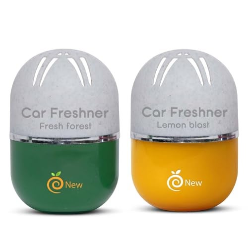 Enew RefreshDrive Twist-Activated Car Gel Air Freshener - Lemon Blast & Fresh Forest - Pack 2, Long-lasting up to 30 Days, Auto Scent Diffuser with Easy On-Off, Odor Eliminator for Car Interior - Image 1