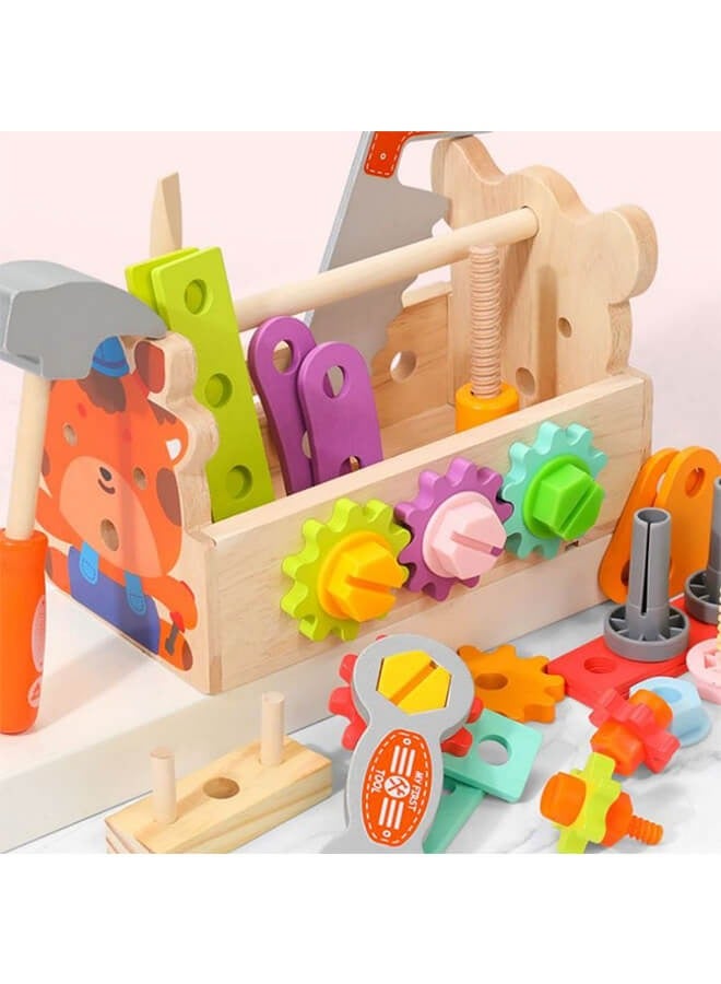 Aurlar Montessori Wooden Tool Set for Kids – Educational Construction Toys with Toolbox, Saws, Hammers, Screws & Puzzles for Toddlers 2+, Ideal Birthday Gift for Boys & Girls - Image 2
