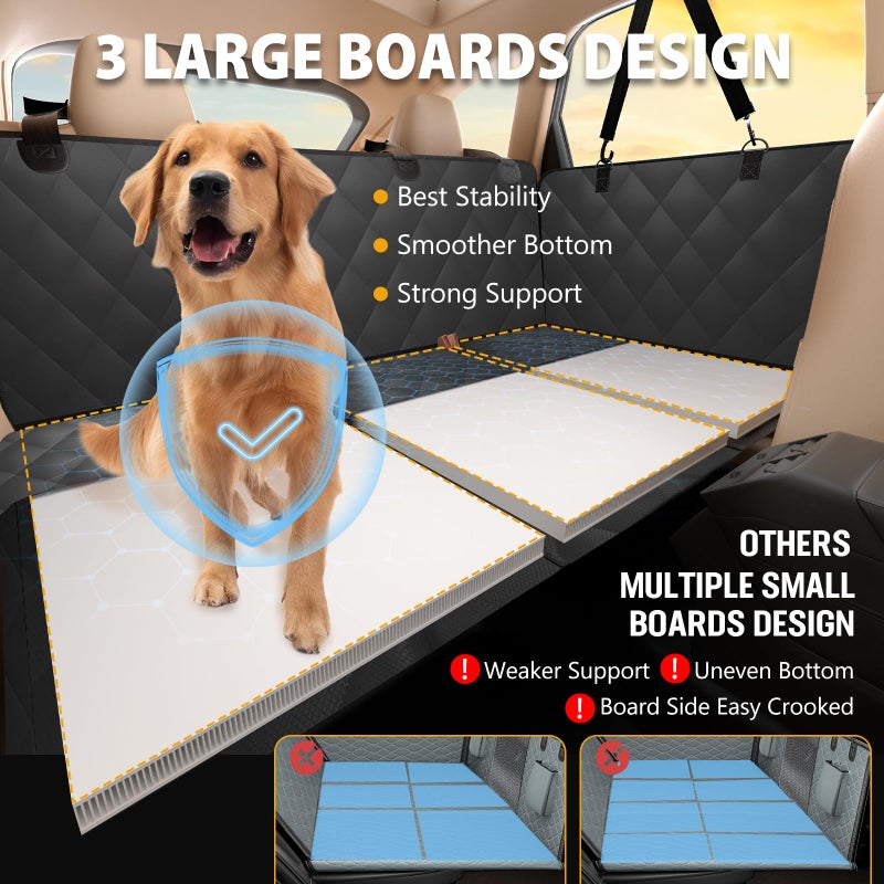 ROUWINNE Back Seat Extender for Dogs-Large Space, Dog Car Seat Cover Hard Bottom Holds 420lbs, Sturdy Backseat Extender for Dogs,Upgraded Waterproof Pet Car Bed Dog Hammock for Car, SUV,Truck, Black - Image 3