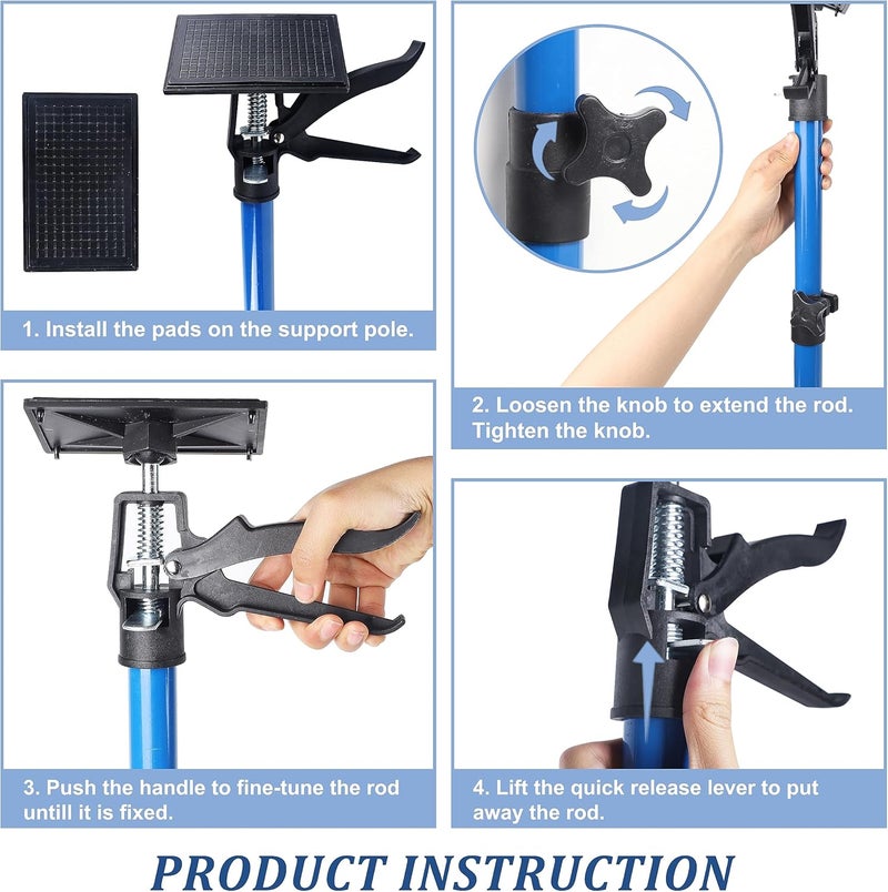 Lifynste Third Hand Tool, Adjustable Support Pole, 3rd Hand Support System, Steel Support Rod for Cabinet Jacks Cargo Bars Drywall Support, Extends from 20 Inch to 45 Inch, 2 Pack, Blue - Image 4