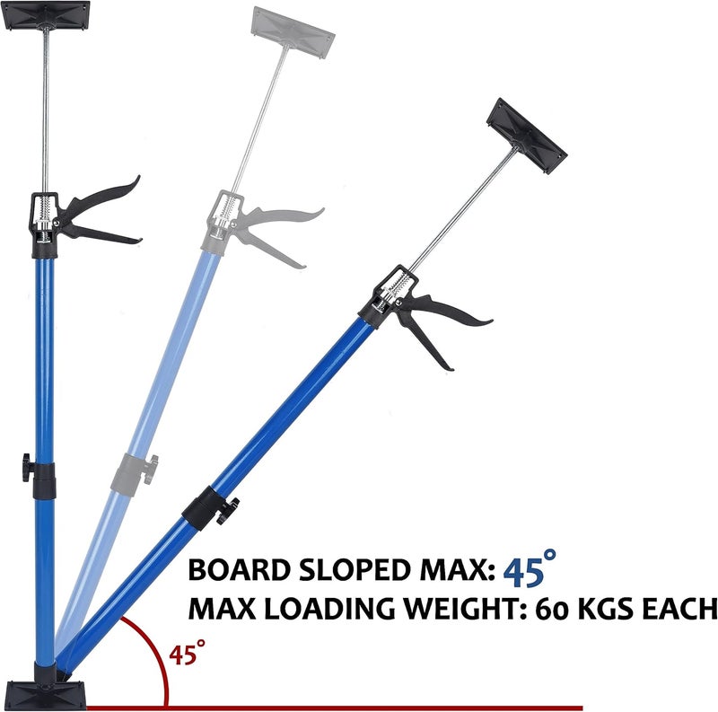 Lifynste Third Hand Tool, Adjustable Support Pole, 3rd Hand Support System, Steel Support Rod for Cabinet Jacks Cargo Bars Drywall Support, Extends from 20 Inch to 45 Inch, 2 Pack, Blue - Image 3
