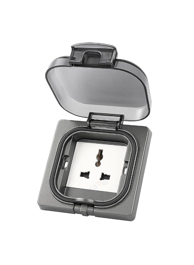 جيفيكس مقبس كهربائي عالمي مقاوم للماء من جيفكس، مقبس طاقة IP65، مقبس حائط كهربائي بغطاء، مقبس قابس أحادي 13 أمبير، مناسب للحدائق والمقابس الكهربائية الخارجية - Image 1