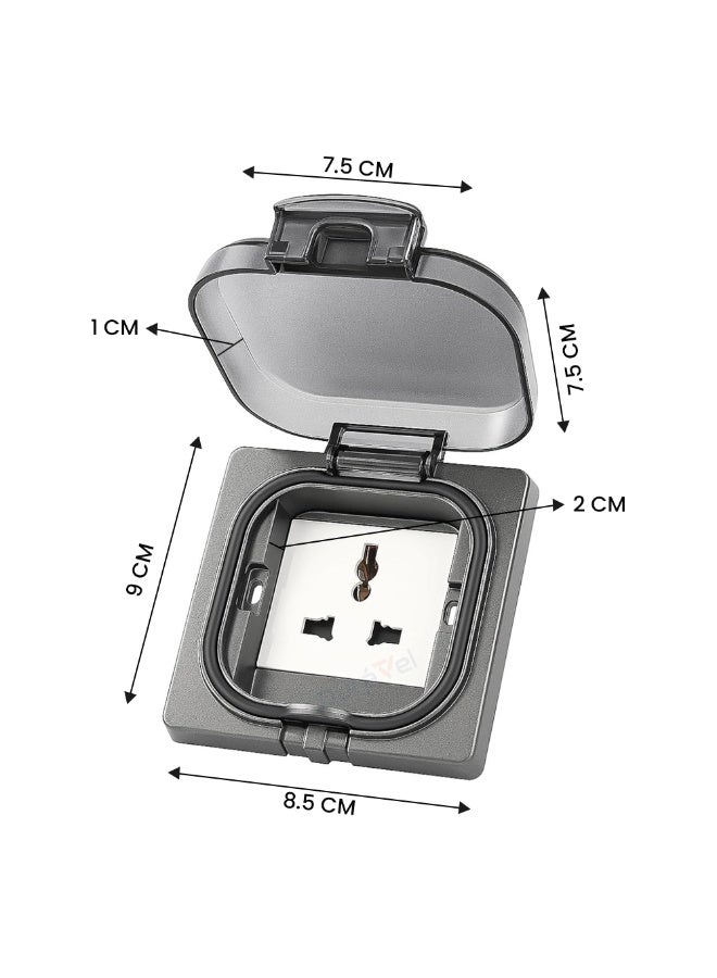 جيفيكس مقبس كهربائي عالمي مقاوم للماء من جيفكس، مقبس طاقة IP65، مقبس حائط كهربائي بغطاء، مقبس قابس أحادي 13 أمبير، مناسب للحدائق والمقابس الكهربائية الخارجية - Image 2