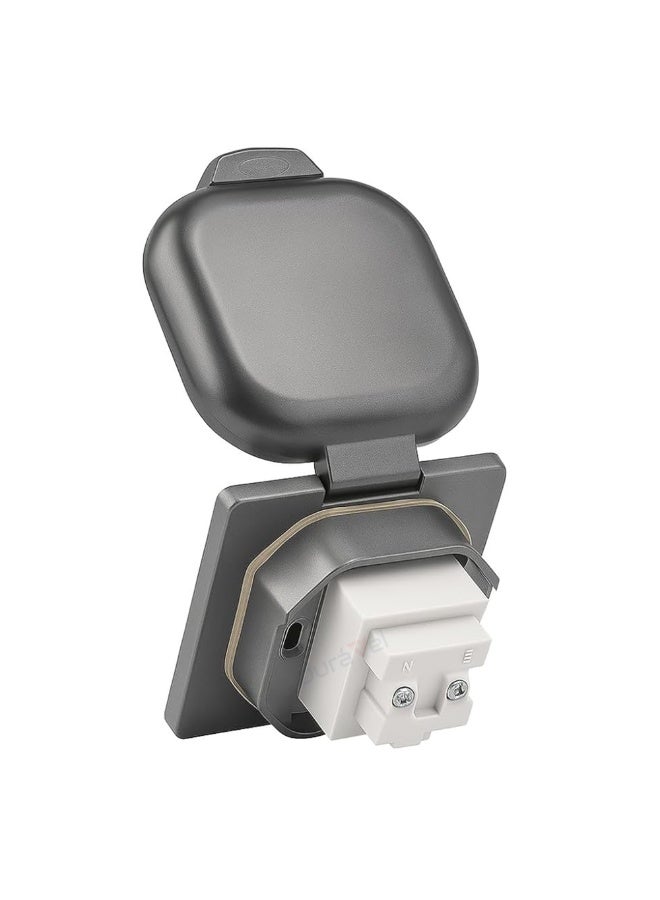 جيفيكس مقبس كهربائي عالمي مقاوم للماء من جيفكس، مقبس طاقة IP65، مقبس حائط كهربائي بغطاء، مقبس قابس أحادي 13 أمبير، مناسب للحدائق والمقابس الكهربائية الخارجية - Image 3