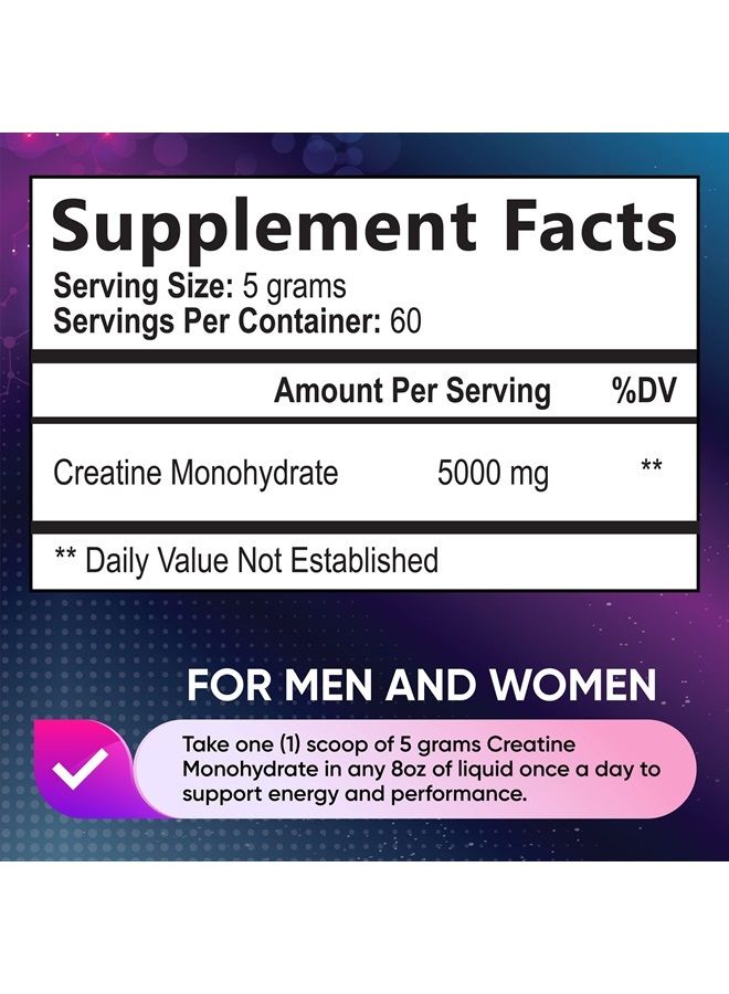 Built By Nature Creatine Monohydrate Powder - 5000mg Per Serving (5g) - Pure Micronized Creatine Monohydrate - Unflavored Pre Workout Creatine - Keto Friendly, Vegan - Muscle Building Supplement - 300G, 60 Servings - Image 3