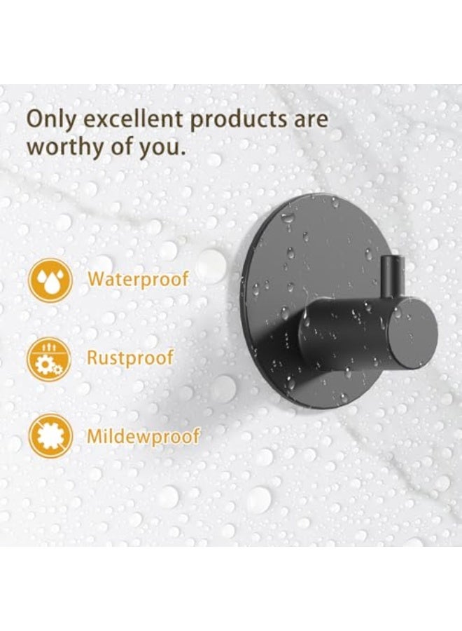 Stainless Steel Traceless Wall Hooks, 4 Pcs- 3M Adhesive Towel Hooks, Endurance Wall Hook, Towel Hook, Hook, Suitable for Bathroom, Kitchen, Home, Hanging Coat, hat (Black 4Pcs) - Image 2