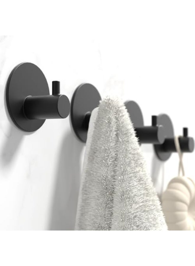 Stainless Steel Traceless Wall Hooks, 4 Pcs- 3M Adhesive Towel Hooks, Endurance Wall Hook, Towel Hook, Hook, Suitable for Bathroom, Kitchen, Home, Hanging Coat, hat (Black 4Pcs) - Image 1