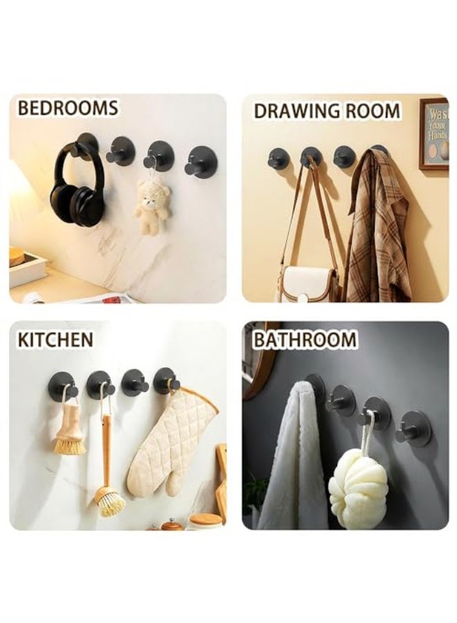 Stainless Steel Traceless Wall Hooks, 4 Pcs- 3M Adhesive Towel Hooks, Endurance Wall Hook, Towel Hook, Hook, Suitable for Bathroom, Kitchen, Home, Hanging Coat, hat (Black 4Pcs) - Image 3