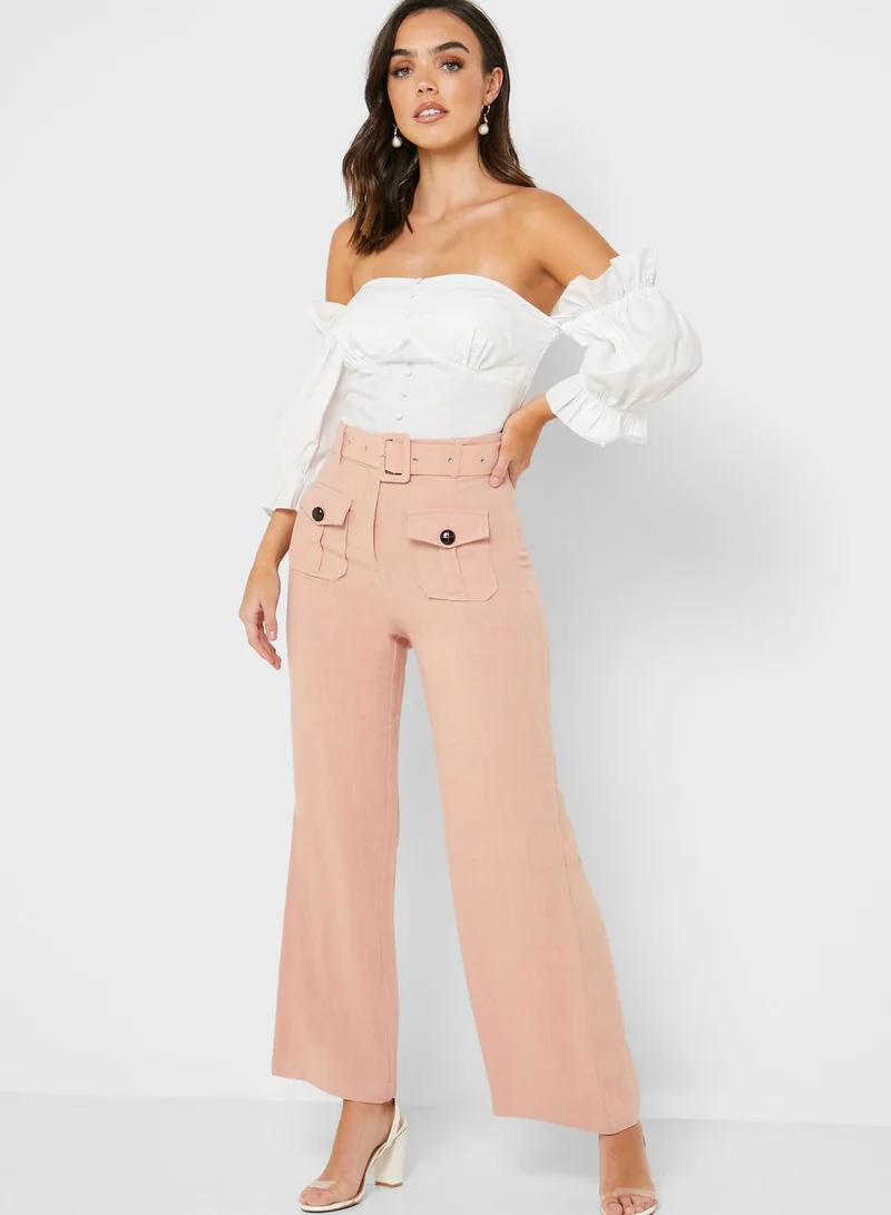 ELLA Bardot Bandeau Puffed Sleeve Top