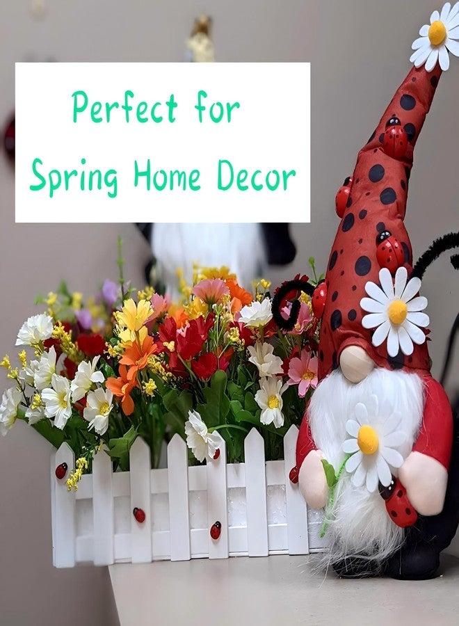 Gwindrise Small Ladybug Gnome Plush, Spring Summer Home Decor, Red Polka Dot Hat with Daisies, White Beard, Ideal Kitchen or Tiered Tray Summer Display - Image 5