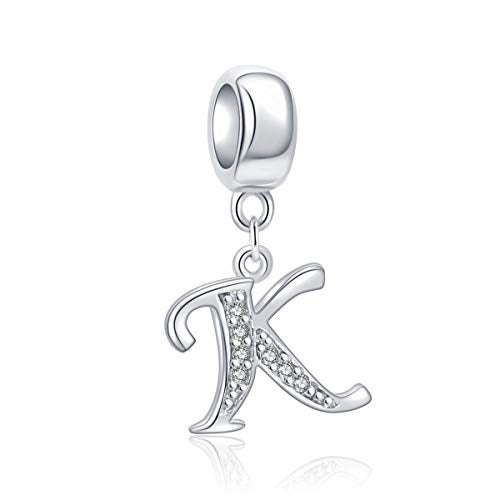 SOUKISS Letter K Charm Sterling Silver 925 Initial A-z Alphabet Beads Name Charm for Bracelet Charms - Image 1