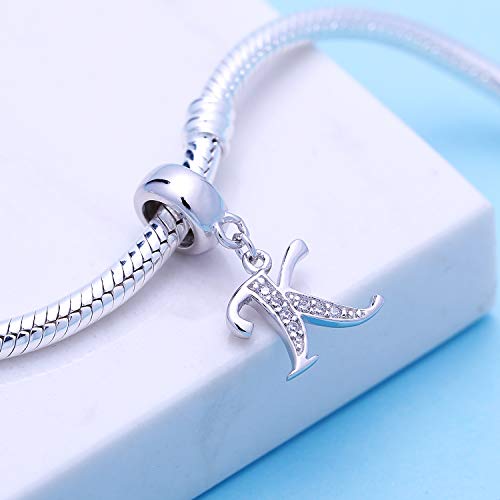 SOUKISS Letter K Charm Sterling Silver 925 Initial A-z Alphabet Beads Name Charm for Bracelet Charms - Image 2