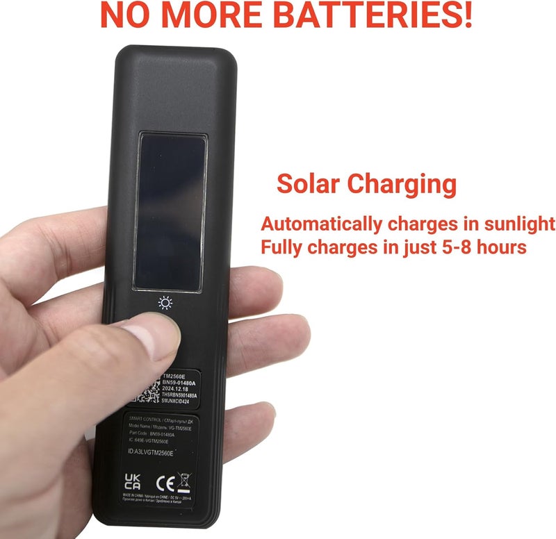 ARCSTILL New BN59-01480A TM2360E Solar Smart AI Voice Remote, USB-C Rechargeable Bluetooth Remote Control with Solar Charging Compatible with Samsung 2023-2025 Neo QLED 8K Smart TVs, HDR Ultra HD - Black - Image 4