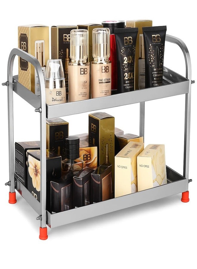 VK15 COLLECTION 2-Tier Stainless Steel Storage Rack Organizer for Kitchen, Pantry, Bathroom & Cosmetics – Heavy Duty Multipurpose Counter Shelf for Jars, Spices & Toiletries - Image 2