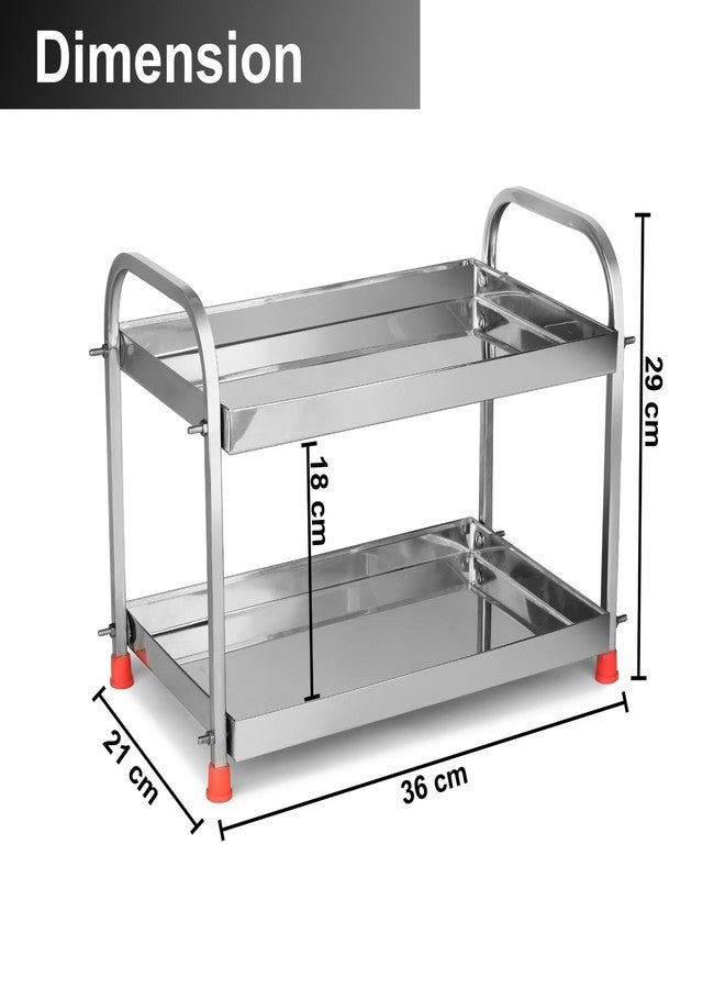 VK15 COLLECTION 2-Tier Stainless Steel Storage Rack Organizer for Kitchen, Pantry, Bathroom & Cosmetics – Heavy Duty Multipurpose Counter Shelf for Jars, Spices & Toiletries - Image 3