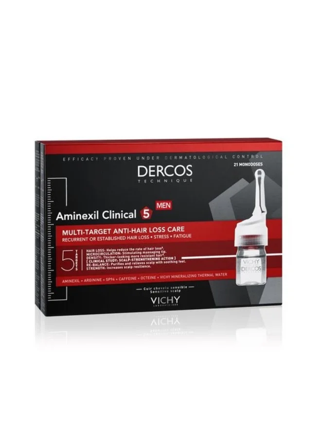 VICHY Vichy Dercos Aminexil Clinical 5 Anti-Hair Fall Treatment for Men x21 Doses 6 ml